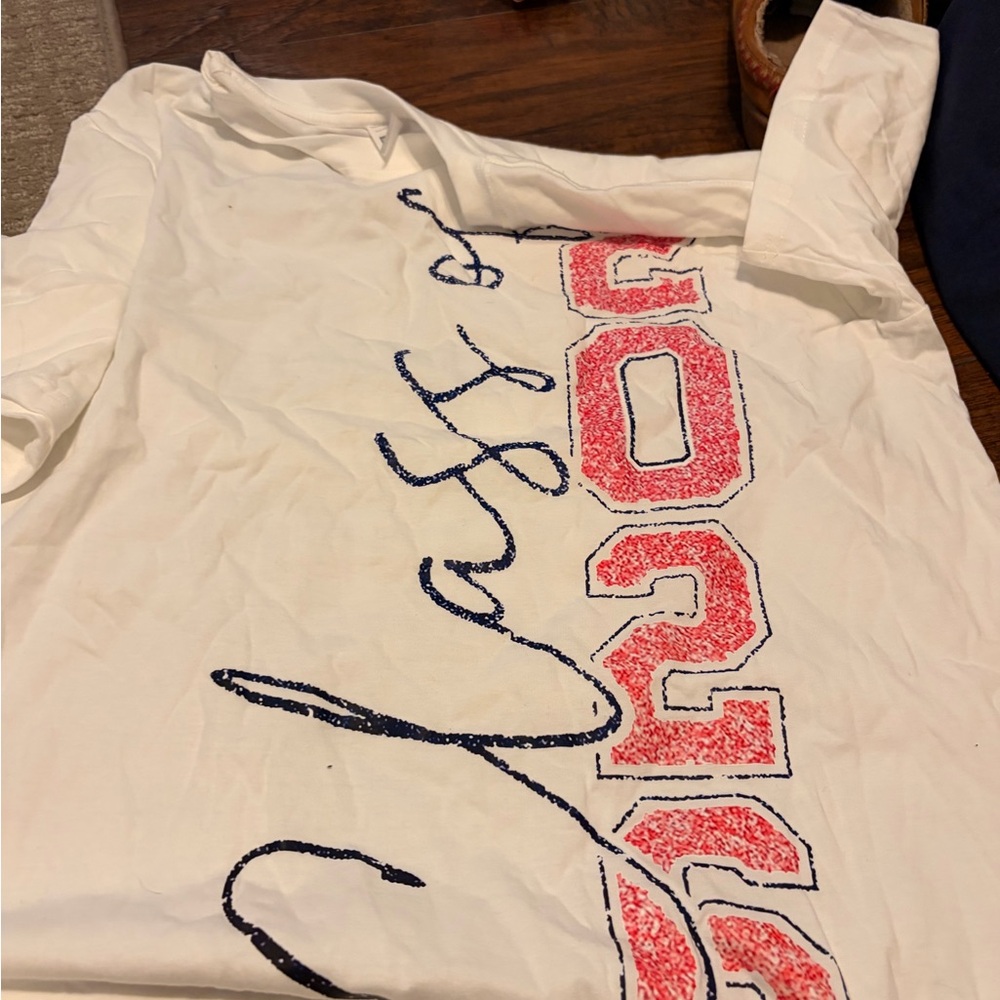 SHEIN White and Red Graphic Tee